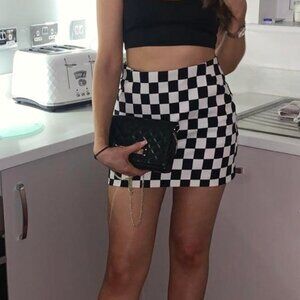 Womens M Zara Checkerboard Mini Skirt